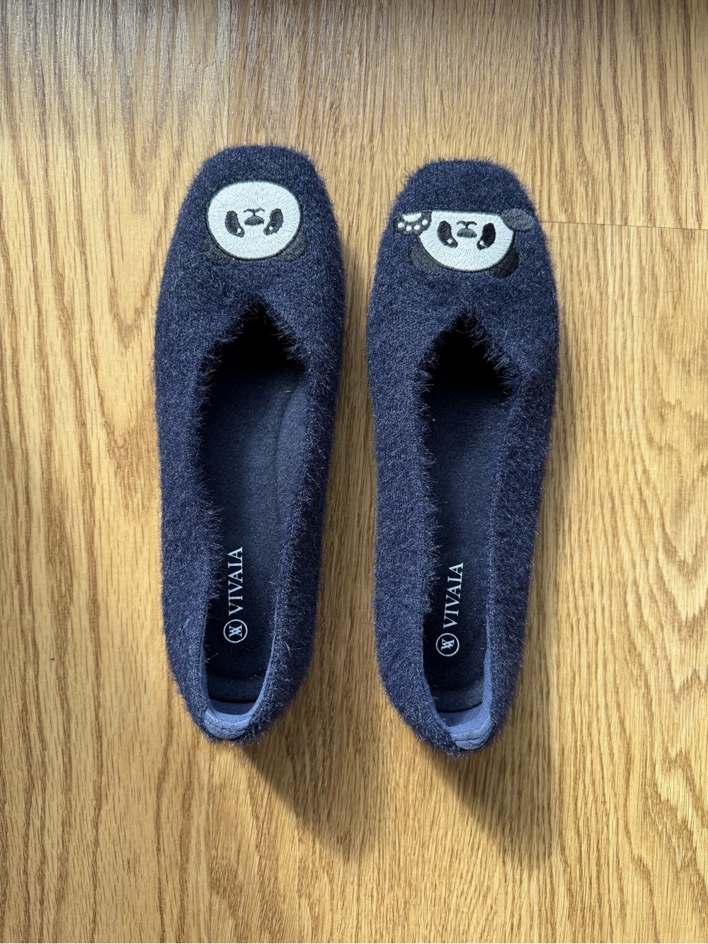 Vivaia Women's Navy Fuzzy Panda Ballet Flats